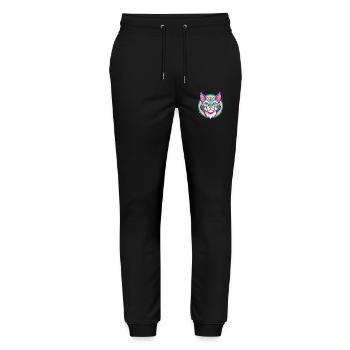 Chat pailleté de Californie Race Dessin animé Kawaii Pet - Pantalon de jogging bio MOVER Stanley/Stella unisexe - noir - Devant - Marisol (170cm) & Nik (191cm)