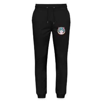Laperm Chat Race Dessin Animé Kawaii Animal Pet - Pantalon de jogging bio MOVER Stanley/Stella unisexe - noir - Devant - Marisol (170cm) & Nik (191cm)