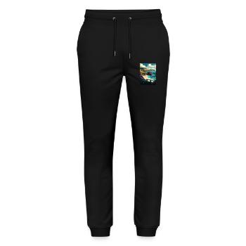 South Devon Anob Travel Poster Souvenir Paint WPA - Stanley/Stella Mover Unisex Organic Jogging Trousers - black - Front - Marisol (170cm) & Nik (191cm)
