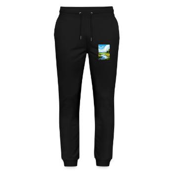 Lagan Valley Aonb Affiche de voyage Souvenir Peinture WPA - Pantalon de jogging bio MOVER Stanley/Stella unisexe - noir - Devant - Marisol (170cm) & Nik (191cm)