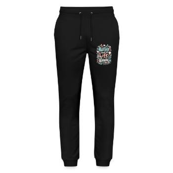 RELAX AND LET LIFE BLOOM - Stanley/Stella Mover Unisex Organic Jogging Trousers - black - Front - Marisol (170cm) & Nik (191cm)