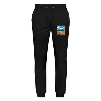 Lassen Volcanic National Park California Travel - Stanley/Stella Mover Unisex Organic Jogging Trousers - black - Front - Marisol (170cm) & Nik (191cm)