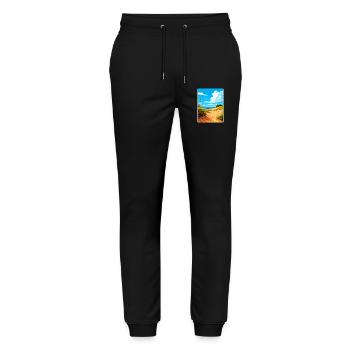 Indiana Dunes Nationalpark Reiseplakat Souvenir - Stanley/Stella Unisex Bio Jogginghose Mover  - Schwarz - Vorne - Marisol (170cm) & Nik (191cm)
