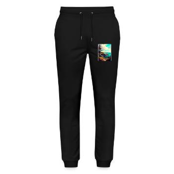 Parc national de l’Acadia Affiche de voyage Souvenir WPA - Pantalon de jogging bio MOVER Stanley/Stella unisexe - noir - Devant - Marisol (170cm) & Nik (191cm)