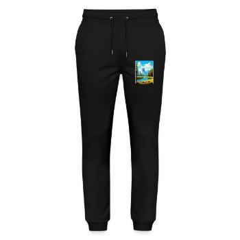 Yosemite National Park Travel Poster Souvenir WPA - Stanley/Stella Mover Unisex Organic Jogging Trousers - black - Front - Marisol (170cm) & Nik (191cm)