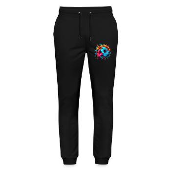 Hibiscus Flowers - Stanley/Stella Mover Unisex Organic Jogging Trousers - black - Front - Marisol (170cm) & Nik (191cm)