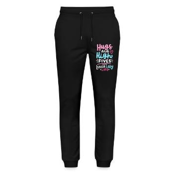 Mittagessen Schule Cafeteria Crew - Stanley/Stella Unisex Bio Jogginghose Mover  - Schwarz - Vorne - Marisol (170cm) & Nik (191cm)