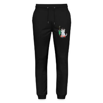 Cat and Christmas Tree Anti Christmas - Stanley/Stella Mover Unisex Organic Jogging Trousers - black - Front - Marisol (170cm) & Nik (191cm)