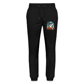 Halloween Cat Dab Witch Hat for Cat Lovers - Stanley/Stella Mover Unisex Organic Jogging Trousers - black - Front - Marisol (170cm) & Nik (191cm)