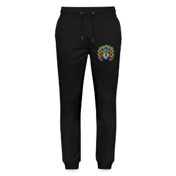 Pfau - Stanley/Stella Unisex Bio Jogginghose Mover  - Schwarz - Vorne - Marisol (170cm) & Nik (191cm)