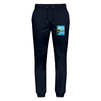 Orlando Beach Florida City Travel Poster Souvenir - Stanley/Stella Mover Unisex Organic Jogging Trousers - navy - Front - Marisol (170cm) & Nik (191cm)