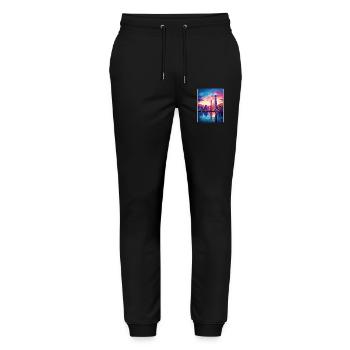Hong Kong China Travel Poster Souvenir Paint WPA - Stanley/Stella Mover Unisex Organic Jogging Trousers - black - Front - Marisol (170cm) & Nik (191cm)