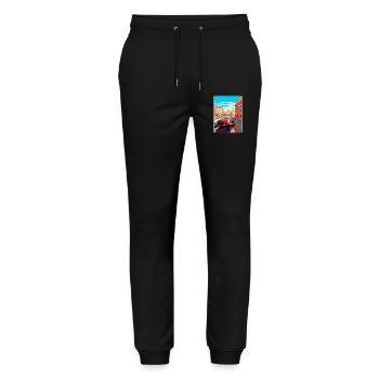 Valencia Circuit Motorsport Race Spain Travel Card - Stanley/Stella Mover Unisex Organic Jogging Trousers - black - Front - Marisol (170cm) & Nik (191cm)