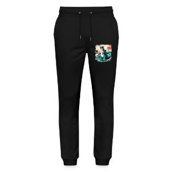 Funny Monster Chihuahua Dogzilla Anime Manga Japan - Stanley/Stella Mover Unisex Organic Jogging Trousers - black - Front - Marisol (170cm) & Nik (191cm)