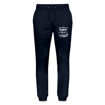 Humor Vaterschaft Papa rockt - Stanley/Stella Unisex Bio Jogginghose Mover  - Navy - Vorne - Marisol (170cm) & Nik (191cm)