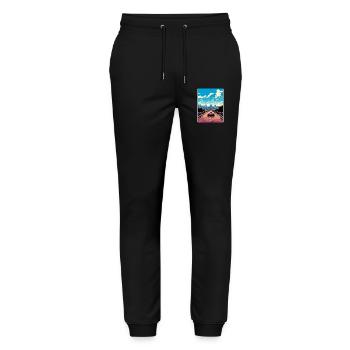 Austin Circuit Motorsport Race Texas Travel Poster - Stanley/Stella Mover Unisex Organic Jogging Trousers - black - Front - Marisol (170cm) & Nik (191cm)