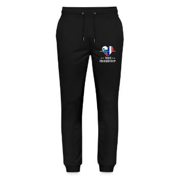 Slowenien und Frankreich 100% Freundschaft - Stanley/Stella Unisex Bio Jogginghose Mover  - Schwarz - Vorne - Marisol (170cm) & Nik (191cm)