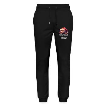 Don't Disturb Me Sloth Christmas Sleep Shirt - Stanley/Stella Mover Unisex Organic Jogging Trousers - black - Front - Marisol (170cm) & Nik (191cm)