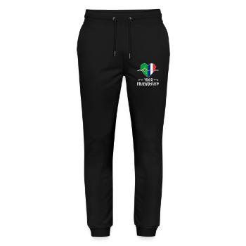 Brasilien und Frankreich 100% Freundschaft - Stanley/Stella Unisex Bio Jogginghose Mover  - Schwarz - Vorne - Marisol (170cm) & Nik (191cm)