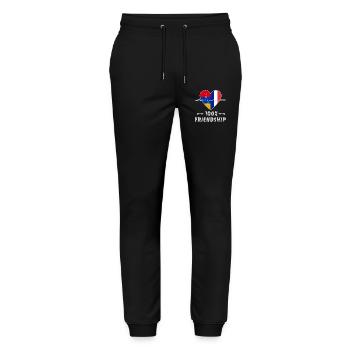 Armenien und Frankreich 100% Freundschaft - Stanley/Stella Unisex Bio Jogginghose Mover  - Schwarz - Vorne - Marisol (170cm) & Nik (191cm)