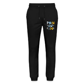 Penguin Friends Playful Typography - Stanley/Stella Mover Unisex Organic Jogging Trousers - black - Front - Marisol (170cm) & Nik (191cm)