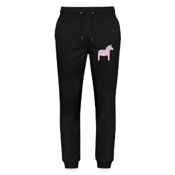 Dalapferd rosa Dots skandinavisch Schweden Deko - Stanley/Stella Unisex Bio Jogginghose Mover  - Schwarz - Vorne - Marisol (170cm) & Nik (191cm)