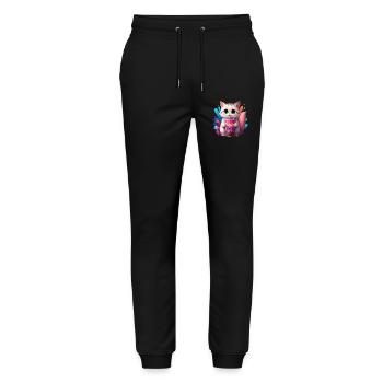 Cat illustration with bubble time motif - Stanley/Stella Mover Unisex Organic Jogging Trousers - black - Front - Marisol (170cm) & Nik (191cm)