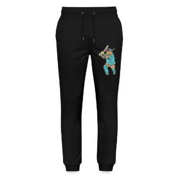 Stier Cricket Cricketschläger - Stanley/Stella Unisex Bio Jogginghose Mover  - Schwarz - Vorne - Marisol (170cm) & Nik (191cm)