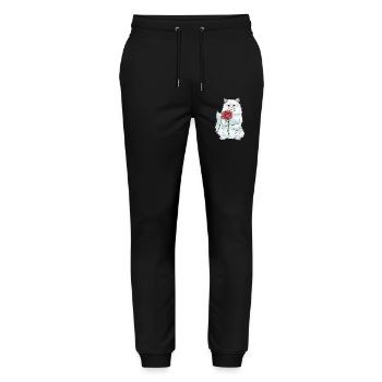 Persian Cat Rose - Stanley/Stella Mover Unisex Organic Jogging Trousers - black - Front - Marisol (170cm) & Nik (191cm)