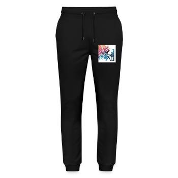 Frau am Klavier – Abstrakte Musikkunst - Stanley/Stella Unisex Bio Jogginghose Mover  - Schwarz - Vorne - Marisol (170cm) & Nik (191cm)