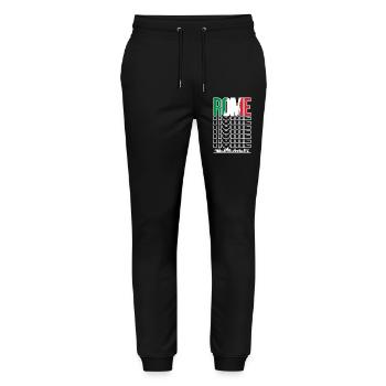 Rome Wordmark Repetition - Stanley/Stella Mover Unisex Organic Jogging Trousers - black - Front - Marisol (170cm) & Nik (191cm)