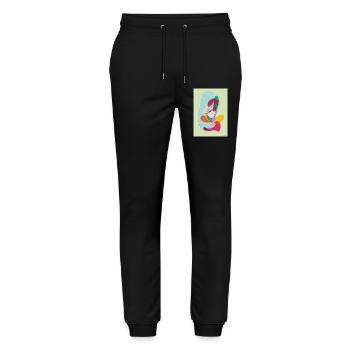 Abstrakte Farbflächen Komposition - Stanley/Stella Unisex Bio Jogginghose Mover  - Schwarz - Vorne - Marisol (170cm) & Nik (191cm)