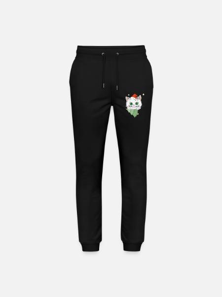 Katze mit Weihnachtsbaum - Stanley/Stella Unisex Bio Jogginghose Mover - Schwarz
