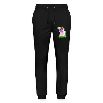 Unicorn Balloon - Stanley/Stella Mover Unisex Organic Jogging Trousers - black - Front - Marisol (170cm) & Nik (191cm)