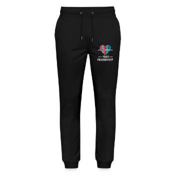 Norwegen und Schweden 100% Freundschaft - Stanley/Stella Unisex Bio Jogginghose Mover  - Schwarz - Vorne - Marisol (170cm) & Nik (191cm)