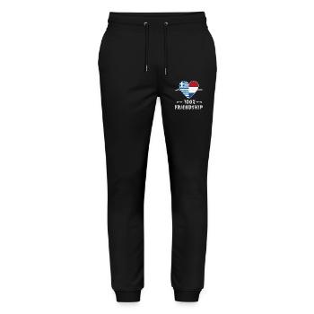 Greece and Netherlands 100% friendship - Stanley/Stella Mover Unisex Organic Jogging Trousers - black - Front - Marisol (170cm) & Nik (191cm)