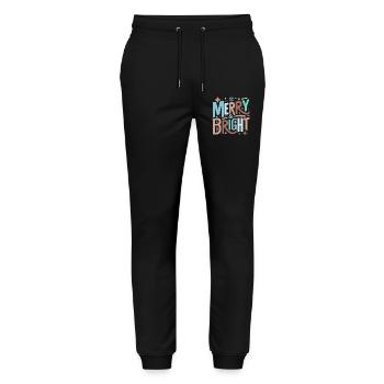 Merry & Bright Festive Typography - Stanley/Stella Unisex Bio Jogginghose Mover  - Schwarz - Vorne - Marisol (170cm) & Nik (191cm)