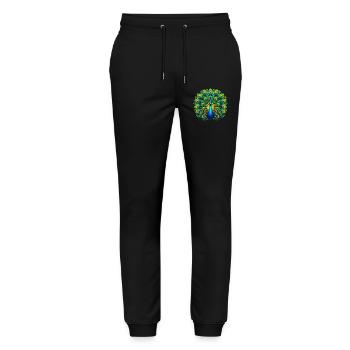 Pfau - Stanley/Stella Unisex Bio Jogginghose Mover  - Schwarz - Vorne - Marisol (170cm) & Nik (191cm)