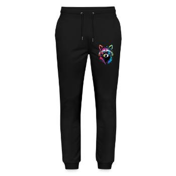 Raccoon Popart Colorful Rainbow Raccoon Raccoon Raccoon - Stanley/Stella Mover Unisex Organic Jogging Trousers - black - Front - Marisol (170cm) & Nik (191cm)