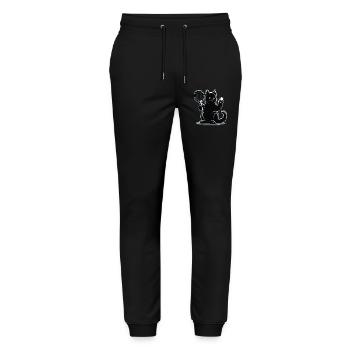 Table Tennis Cat Ping-Pong Black Cat Dad Outfit - Stanley/Stella Mover Unisex Organic Jogging Trousers - black - Front - Marisol (170cm) & Nik (191cm)
