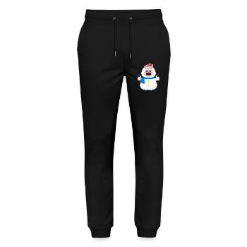 Pig Christmas Snowman - Stanley/Stella Mover Unisex Organic Jogging Trousers - black - Front - Marisol (170cm) & Nik (191cm)