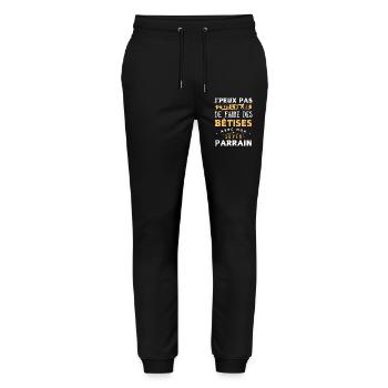 Bêtises avec mon super parrain, idée cadeau enfant - Pantalon de jogging bio MOVER Stanley/Stella unisexe - noir - Devant - Marisol (170cm) & Nik (191cm)