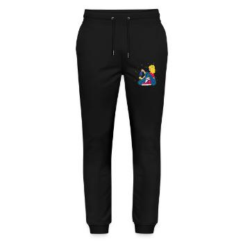 Christmas-Girl with stars rot-blau-grün - Stanley/Stella Unisex Bio Jogginghose Mover  - Schwarz - Vorne - Marisol (170cm) & Nik (191cm)