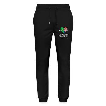 Brasilien und Kroatien 100% Freundschaft - Stanley/Stella Unisex Bio Jogginghose Mover  - Schwarz - Vorne - Marisol (170cm) & Nik (191cm)