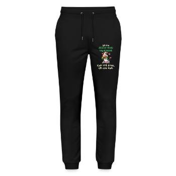 Second Hand Vegetarier – Lustiges Kuh-Design - Stanley/Stella Unisex Bio Jogginghose Mover  - Schwarz - Vorne - Marisol (170cm) & Nik (191cm)