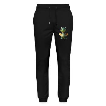 Dragon Little Green Baby Dragon Cute Dragon - Stanley/Stella Mover Unisex Organic Jogging Trousers - black - Front - Marisol (170cm) & Nik (191cm)
