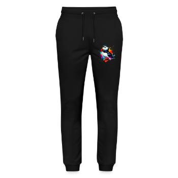 Papageitaucher - Stanley/Stella Unisex Bio Jogginghose Mover  - Schwarz - Vorne - Marisol (170cm) & Nik (191cm)