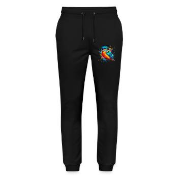 Kingfisher - Stanley/Stella Mover Unisex Organic Jogging Trousers - black - Front - Marisol (170cm) & Nik (191cm)