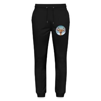 Fröhliches Winterrentier im Winterwald - Stanley/Stella Unisex Bio Jogginghose Mover  - Schwarz - Vorne - Marisol (170cm) & Nik (191cm)