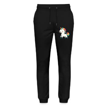Niedliches stolzes Einhorn-Design - skurrile Cartoon-Kunst - Stanley/Stella Unisex Bio Jogginghose Mover  - Schwarz - Vorne - Marisol (170cm) & Nik (191cm)